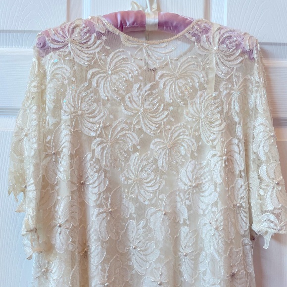 WEDDING DRESS 2 PIECES DROP SHOULDER DROP WAIST BEADED BY CREATIVE CREATIONS XXL - Picture 2 of 15